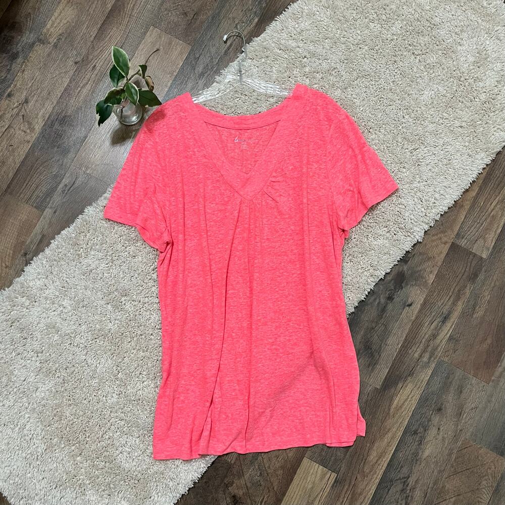 Lane Bryant Size 26/28 Hot Pink Heather V-Neck Short Sleeve Pullover Top